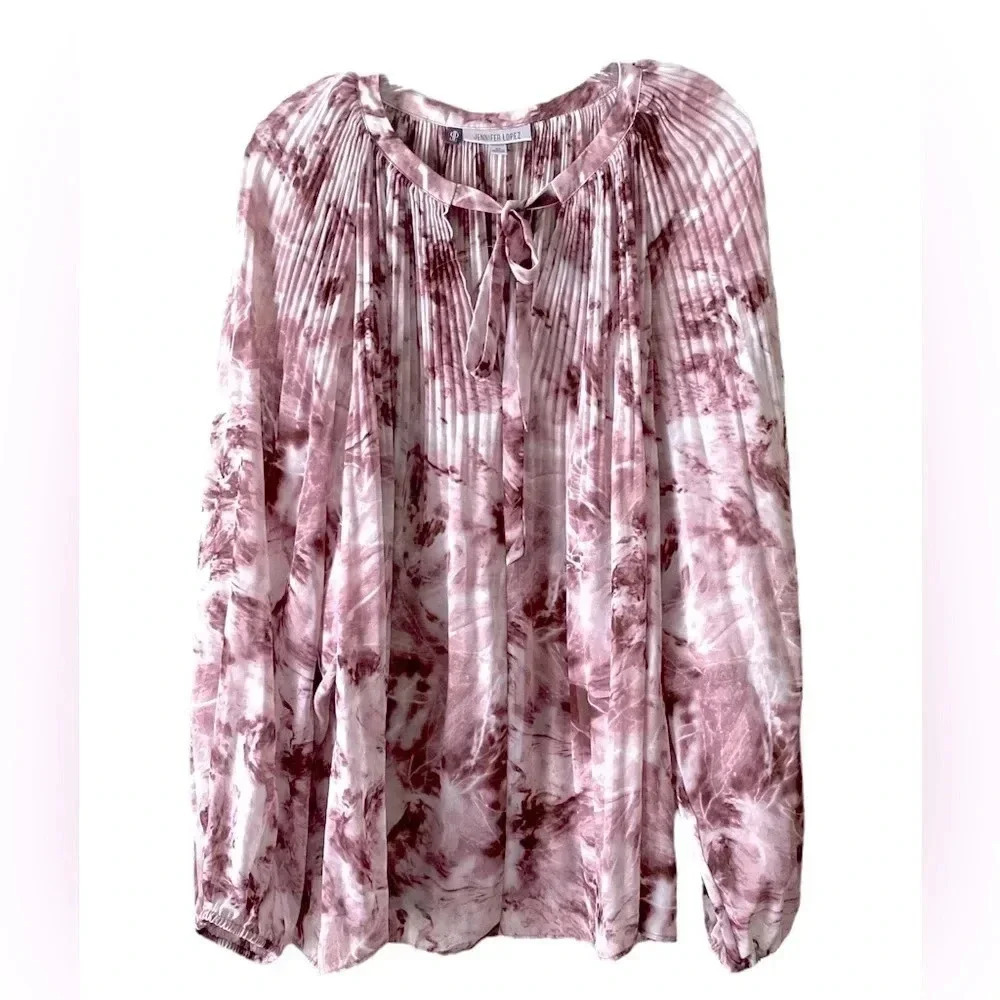 JENNIFER LOPEZ | Mauve Boat Neckline Long Sleeve Chiffon Blouse Size 3X